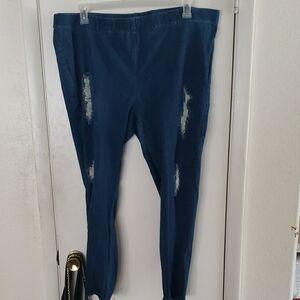Pure Energy Blue Distressed Jeggings Size 3X  22-24